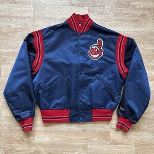 Vintage Chief Wahoo Starter CLEVELAND INDIANS MLB Baseball Satin Jacket XL 1980s